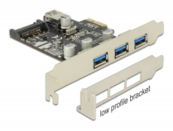 89301 Delock PCI Express x1 Karta na 3 x externí + 1 x interní USB 5 Gbps Typ-A samice