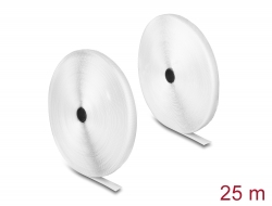 20922 Delock Banda cu cârlig și buclă rezistentă, L 25 m x L 20 mm, alb