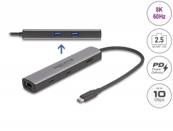 87865 Delock USB 40 Gbps USB Type-C™ dokkolóállomás 8K - HDMI / USB 10 Gbps / 2,5 Gigabit LAN / PD 3.0 100 W