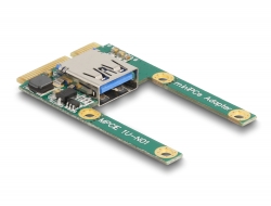 80039 Delock Mini PCIe I/O 1 x A-típusú USB 2.0-s csatlakozó (teljes méret/fél méret)