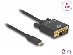 85321 Delock Cablu tată USB Type-C™ > conector tată DVI 24+1 (DP Alt Mode) 4K la 30 Hz, de 2 m, negru