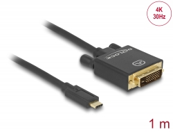 85320 Delock Kabla USB Type-C™, wtyk męski > DVI 24+1, wtyk męski (DP Alt Mode) 4K 30 Hz, o długości 1 m, czarny