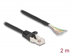 80206 Delock Cablu RJ50 tată pentru a deschide capetele de sârmă S/FTP 2 m, negru