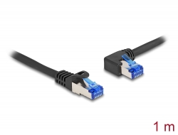 80218 Delock RJ45 mrežni kabel Cat.6A S/FTP ravni / lijevi zakrivljeni 1 m crni