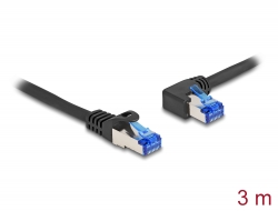 80220 Delock RJ45 mrežni kabel Cat.6A S/FTP ravni / lijevi zakrivljeni 3 m crni