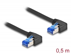 80213 Delock Síťový kabel rozhraní RJ45 Cat.6A, S/FTP, pravý pravoúhlý, 0,5 m, černý