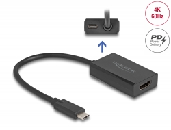 61058 Delock Adattatore da HDMI femmina a USB Type-C™ maschio (modalità DP Alt) 4K con PD 100 W