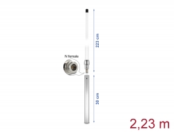 12581 Delock LPWAN 824 - 896 MHz Antenna N jack 10 dBi 223 cm omnidirectional fixed wall and pole mounting outdoor white