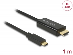 85258 Delock Kabel USB Type-C™ hane > HDMI hane (DP Alt-läge) 4K 30 Hz, 1 m svart