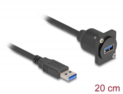 87967 Delock Cable tipo-D de USB 5 Gbps Tipo-A macho a Tipo-A hembra negro 20 cm