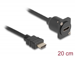 87966 Delock Cablu HDMI tip-D tip tată la mamă negru 20 cm
