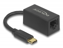 65904 Delock Adapter SuperSpeed USB (USB 3.2 Gen 1) USB Type-C™ csatlakozódugóval > Gigabit LAN 10/100/1000 Mbps, kompakt, fekete