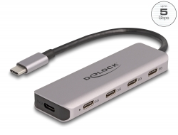 64238 Delock USB 5 Gbps USB Type-C™ Hubb med 4 uttag och USB Type-C™-anslutning