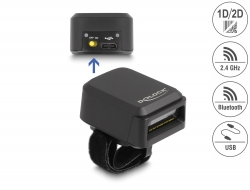 90607 Delock Prstenasti skener barkoda 1D i 2D s 2,4 GHz ili Bluetooth – funkcija bežičnog punjenja