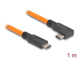 87961 Delock USB 5 Gbps kabel USB Type-C™ muški na USB Type-C™ muški pod kutom od 90° za vezano snimanje 1 m, narančasti