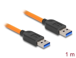 87962 Delock USB 5 Gbps Καλώδιο USB Τύπου-A αρσενικό προς USB Τύπου-A αρσενικό για προσδεδεμένη λήψη 1 μ. σε πορτοκαλί χρώμα