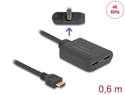 18650 Delock HDMI elosztó 1 x HDMI megoszlik 2 x HDMI-vé, 4K 60 Hz kimenettel és downscalerrel