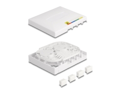 87890 Delock Scatola di connessione in fibra ottica FTTH per montaggio a parete per 4 x SC Simplex o LC Duplex bianco