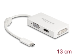 63924 Delock Adapter USB Type-C™-dugós csatlakozó > VGA / HDMI / DVI-csatlakozóhüvely fehér