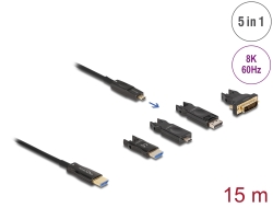 86006 Delock Cable óptico activo HDMI 5 en 1 8K 60 Hz 15 m