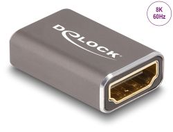 60078 Delock Adaptor HDMI mamă la mamă, 8K 60 Hz, gri metal