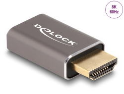 60081 Delock HDMI-adapter hane till hona 8K 60 Hz grå metall
