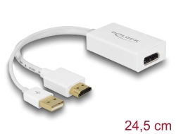 62496 Delock Adapter HDMI-A muški > DisplayPort 1.2 ženski bijela
