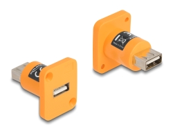87999 Delock Moduł D-Type USB 2.0 Typ-A żeński na żeński pomarańczowy