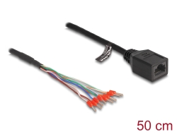 88005 Delock Kábel RJ45 anya – szabad végű kábelátvezetők Cat.5e 50 cm hosszú, fekete