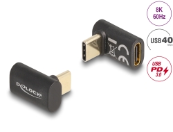 60056 Delock Adaptor USB 40 Gbps USB Type-C™ PD 3.0 100 W tată la mamă, în unghi spre 8K 60 Hz 