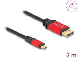 80093 Delock Kabel USB Type-C™ na DisplayPort (DP Alt Mód) 8K 30 Hz s funkcí HDR 2 m červená