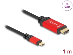 80095 Delock USB Type-C™ - HDMI kábel (DP Alt Mode) 8K 60 Hz-hez HDR funkcióval 1 m piros