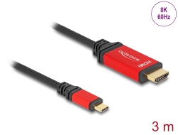 80097 Delock USB Type-C™ to HDMI Cable (DP Alt Mode) 8K 60 Hz with HDR function 3 m red