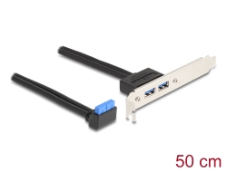 83015 Delock Staffa per slot 1 x USB 5 Gbps pin header femmina a 90° angolato a 2 x USB 5 Gbps Tipo-A femmina da 50 cm