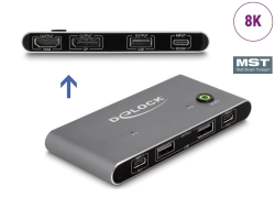 11485 Delock USB-C™-s KVM kapcsoló HDMI és DisplayPort-hoz 8K MST USB 2.0 csatlakozó felülettel
