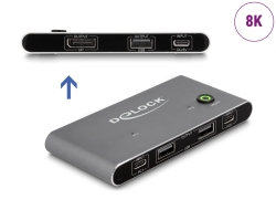11487 Delock USB-C™ KVM-switch till DisplayPort 8K 30 Hz med USB 2.0