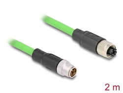 80432 Delock M12 Cable X-coded 8 pin male to female PUR (TPU) 2 m