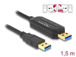 83647 Delock USB 5 Gbps Datalänkkabel + KM Switch Typ-A till Typ-A 1,5 m