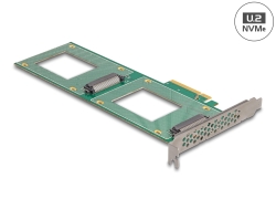 90151 Delock Placă PCI Express 4.0 x8 la 2 x internă U.2 NVMe SFF-8639 - Bifurcație (Lxl 236 x 87 mm)