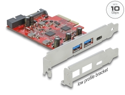 90492 Delock Placă PCI Express x4 la 1 x USB Type-C™ mamă extern + 2 x USB Tip-A mamă extern SuperSpeed USB 10 Gbps + 1 x Placă de bază internă USB 5 Gbps 