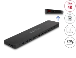 88050 Delock USB Type-C™ priključna stanica s tri zaslona s DisplayLink® 4K / USB 5 Gbps / LAN / SD / Audio / PD 80 W