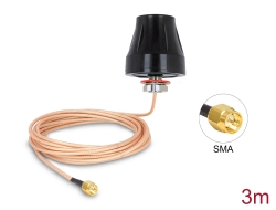 89589 Delock LTE / GSM / UMTS antenn SMA-hane 2 dBi dubbelriktad utomhusfäste med anslutningskabel (RG-316U, 3 m) svart