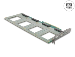 90169 Delock PCI Express 4.0 x16 kártya - 4 x belső U.2 NVMe SFF-8639 - elágazás (H x Sz 288 x 122 mm)