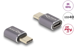 60046 Delock USB Adattatore 40 Gbps USB Type-C™ PD 3.0 100 W maschio per protezione porta femmina 8K 60 Hz metallo