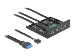 64150 Delock Pannello frontale da 3.5″ USB 3.2 Gen 2 x USB Tipo-A + HD-Audio