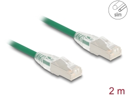 80366 Delock RJ45 Network Cable Cat.6A plug to plug with curved latch U/FTP Slim 2 m green