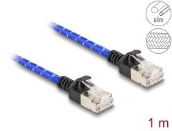 80377 Delock RJ45 mrežni kabel s pletenim premazom Cat.6A U/FTP uzak 1 m plavi