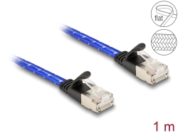 80383 Delock Cablu de rețea plat RJ45 cu acoperire împletită Cat.6A U/FTP 1 m albastru
