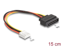 66608  Napájecí kabel SATA, z 15 pinové zástrčky na 1 x 4 pinovou zásuvku disketové mechaniky, 15 cm
