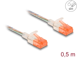 80352 Delock Cablu de rețea RJ45 Cat.6A U/UTP subțire, 0,5 m transparentă